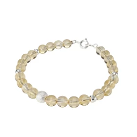 Bracelet Citrine 6mm Argent Ce bracelet est composé pierres 6mm, 4 perles facettées Argent 4mm diamètre d une perle argent...