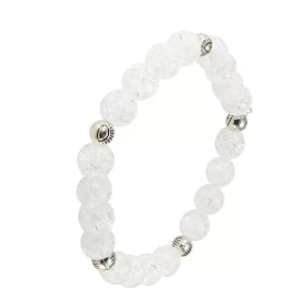 Bracelet Cristal Roche 8mm Oeil porte bonheur Ce Bracelet est composé 20 perles 8mm Cristal roche craquelé 5 intercalaires...