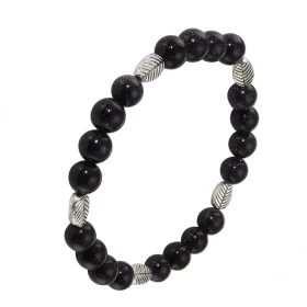 Bracelet Cuivre Bleu 8mm Motif Feuille Ce Bracelet est composé 20 perles 8mm Cuivre Bleu 5 intercalaires métal représentan...