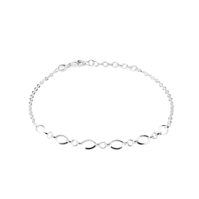 Bracelet argent maille forcat au centre une succession petits maillons ronds ovales altérnés Largeur: 4mm Longueur: 18cm