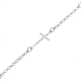  Bracelet argent rhodié maille jaseron motif croix Dimension des motifs (Lxh) : 17x9 mm Longueur ajustable 17 à 19 cm 
