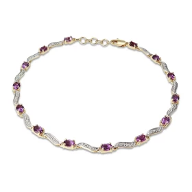 Bracelet en Or Jaune 375 2 tons et Améthystes