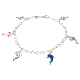 Bracelet enfant argent composé 6 soleils émail rose, bleue, jaune, verte, violette orange Dimension soleil : 8x8mm Chaîne ...