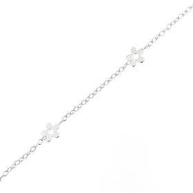  Bracelet Enfant Or Blanc 375 Motifs Fleurs Longueur ajustable 14 ou 16cm Largeur maille : 1,5mm Dimensions des fleurs: 5x...