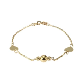 Bracelet enfant or jaune 375 composé 2 motifs coeur, d une boule 5mm diamètre entourée 2 perles ciselées 3mm diamètre Chaî...