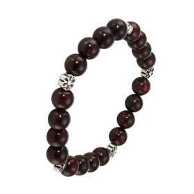 Bracelet Grenat 8mm Motif Fleur Ce Bracelet est composé 20 perles 8mm Grenat 5 intercalaires métal représentant une fleur....