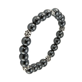 Bracelet Hematite 8mm Motif Fleur Ce Bracelet est composé 20 perles 8mm Hematite 5 intercalaires métal représentant une fl...