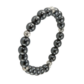 Bracelet Hematite 8mm Oeil porte bonheur Ce Bracelet est composé 20 perles 8mm Hematite 5 intercalaires métal représentant...
