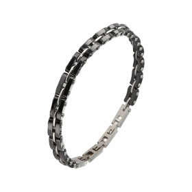 Bracelet Acier gris noir Largeur du bracelet : 6,6mm Longueur du Bracelet ajustable à 20, 21 ou 22cm