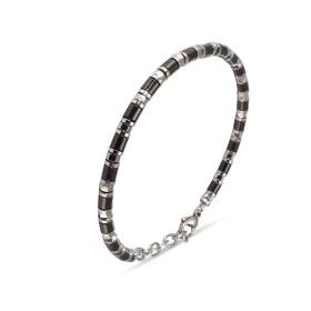 Bracelet souple composé maillons gris noirs, offrant une esthétique moderne un confort port Longueur ajustable 18 à 21cm