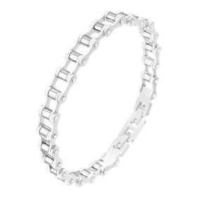 Bracelet homme acier gris noir immitant une chaîne vélo Largeur du bracelet : 9mm Longueur ajustable : 21 ou 22cm 
