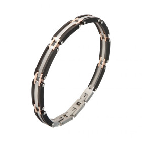 Bracelet Acier gris, rose noir Largeur du bracelet : 7,1mm Longueur du Bracelet ajustable à 19,5 ou 20,5cm