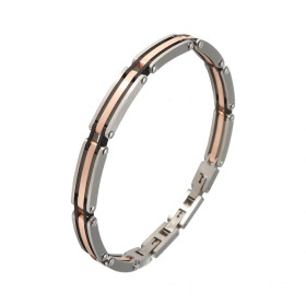 Bracelet Acier gris, rose noir Largeur du bracelet : 7,2mm Longueur du Bracelet ajustable à 19,5 ou 20,5cm