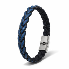 Bracelet matière synthétique tressé couleur bleu noir Largeur : 11mm Longueur : 21cm