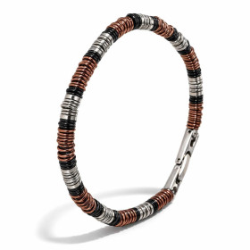 Bracelet Homme Acier Bracelet composé maillons gris noirs rouges Largeur : 4,5mm Longueur ajustable 19,5 à 20,5cm