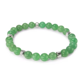 Bracelet Homme Aventurine 8mm billes striées acier Ce Bracelet est composé perles 8mm perles striées acier Il est monté su...