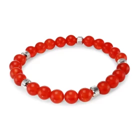 Bracelet Homme Cornaline 8mm billes striées acier Ce Bracelet est composé perles 8mm perles striées acier Il est monté sur...