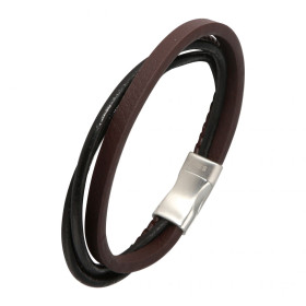  Bracelet couleur noir marron composé lanières matière synthétique cuir bovin Le bracelet se compose également d un fermoi...