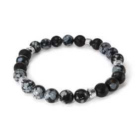 Bracelet Homme Obsidienne 8mm billes striées acier Ce Bracelet est composé perles 8mm perles striées acier Il est monté su...
