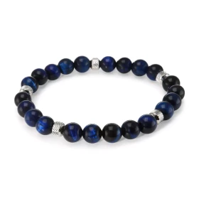 Bracelet Homme Oeil Tigre bleu 8mm billes striées acier Ce Bracelet est composé perles 8mm perles striées acier Il est mon...