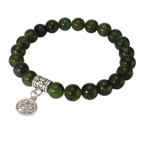 Bracelet Jade 8mm Breloque Arbre Vie Ce Bracelet est composé 23 perles 8mm d une breloque métal représentant un arbre vie ...