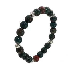 Bracelet Jaspe Sanguin 8mm Motif Oeil Porte Bonheur Ce Bracelet est composé 20 perles 8mm Jaspe Sanguin 5 intercalaires mé...