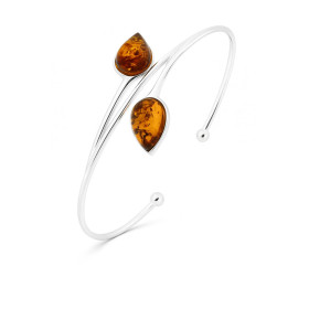  Bracelet Jonc Ambre Poire Argent 925 Bracelet Jonc Argent 925 Ambre couleur cognac 2 ambres taillées poire Dimensions des...