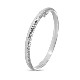 Bracelet jonc argent rhodié ciselé d une largeur 6mm Dimensions intérieures : 54x60mm (pour poignets 17 à 19cm) Système d ...