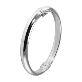  Jonc Argent 925  Section demi jonc 8x4mm Dimensions intérieures : 58 x 52mm (pour poignet 17 à 20cm) Système fermeture : ...