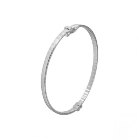 Bracelet Jonc argent 925 faceté Section rectangulaire 3mm large Dimension intérieure : 50x60mm (pour poignet 17 à 20cm) Sy...
