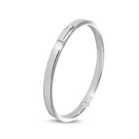 Bracelet jonc argent rhodié 5mm large Dimension intérieures : 51x60mm (pour poignets 17 à 19cm) Système fermeture : cliquet