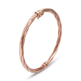 Bracelet jonc argent doré rose torsadé 925 Section ronde 4,1mm large Dimension intérieure : 53x59mm (pour poignet 17 à 20c...