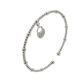  Bracelet Jonc argent rhodié une breloque forme cadeans pavée d oxydes Taille unique pour poignet 17 à 20cm 