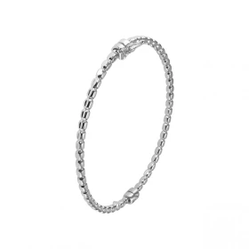 Bracelet jonc argent rhodié effet perlé Section 2,6mm large Dimension intérieure : 51x59mm (pour poignet 17 à 20cm) Systèm...