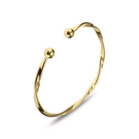 Bracelet jonc torsadé boules argent 925 doré Dimension intérieure : 53x59mm (pour poignet 17 à 20cm) Système fermeture : r...