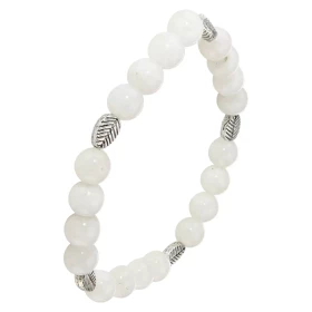 Bracelet Labradorite 8mm Motif Feuille Ce Bracelet est composé 20 perles 8mm Labradorite 5 intercalaires métal représentan...