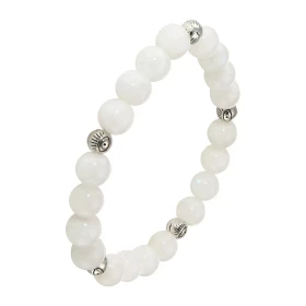 Bracelet Labradorite 8mm Oeil porte bonheur Ce Bracelet est composé 20 perles 8mm Labradorite 5 intercalaires métal représ...