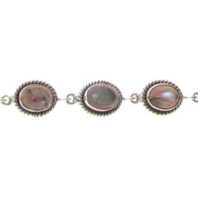 Bracelet Argent 925 Labradorite serti pierres 9x7mm Longueur 19cm