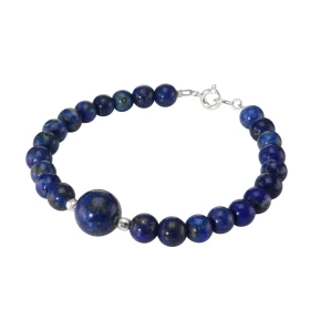Bracelet Lapis Lazuli 6-10mm Argent Ce bracelet est composé pierres 6mm d une pierre 10mm son centre Elle est séparée par ...