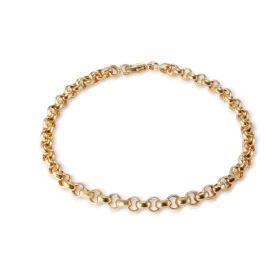 Bracelet maille jaseron Or jaune 750/1000 Maille jaseron creuse 4mm large Longueur du bracelet : 18cm 