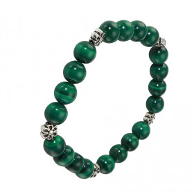 Bracelet Malachite 8mm Motif Fleur Ce Bracelet est composé 20 perles 8mm Malachite 5 intercalaires métal représentant une ...
