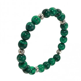 Bracelet Malachite 8mm Motif Oeil Porte Bonheur Ce Bracelet est composé 20 perles 8mm Malachite 5 intercalaires métal repr...