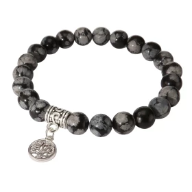 Bracelet Obsidienne 8mm Breloque Arbre Vie Ce Bracelet est composé 23 perles 8mm d une breloque métal représentant un arbr...