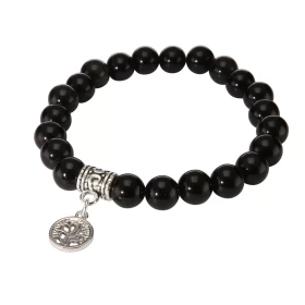 Bracelet Obsidienne 8mm Breloque Arbre Vie Ce Bracelet est composé 23 perles 8mm d une breloque métal représentant un arbr...