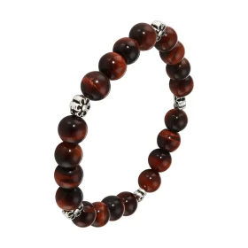 Bracelet Oeil Taureau 8mm Motif Fleur Ce Bracelet est composé 20 perles 8mm Oeil Taureau 5 intercalaires métal représentan...