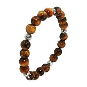 Bracelet Oeil tigre 8mm Oeil porte bonheur Ce Bracelet est composé 20 perles 8mm Oeil tigre 5 intercalaires métal représen...