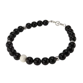 Bracelet Onyx 6mm Argent Ce bracelet est composé pierres 6mm, 4 perles facettées Argent 4mm diamètre d une perle argent ma...