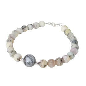 Bracelet Opale 6-10mm Argent Ce bracelet est composé pierres 6mm d une pierre 10mm son centre Elle est séparée par 2 perle...