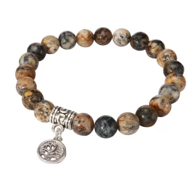 Bracelet Opale Dendritique 8mm Breloque Arbre Vie Ce Bracelet est composé 23 perles 8mm d une breloque métal représentant ...