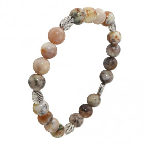  Bracelet Opale Dendritique 8mm Motif Feuille Ce Bracelet est composé 20 perles 8mm Opale Dendritique 5 intercalaires méta...